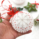 Handmade Embroidered Wool Felt Snowflake Heart Christmas Pendant Xmas Tree Hanging Ornaments