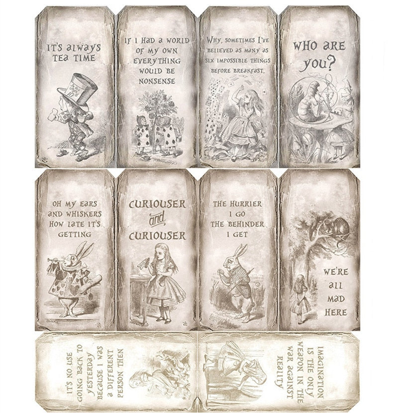 Vintage Alice In Wonderland Theme Scrapbooking Stickers