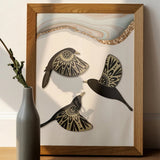 Set of Three Wooden Black Bird Wall Art Decor