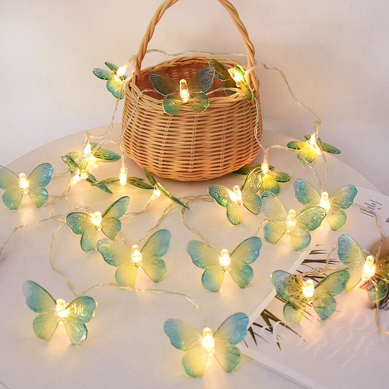 1.5M 10LED Butterfly Lights String Battery Outdoor Fairy Night Lamp Garland Party Decoration