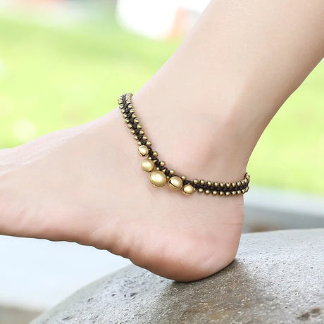 Bohemian Handmade Bells Natural Stone Beads Anklet