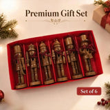 Set of 6 Wooden Nutcracker Christmas Tree Hanging Ornaments