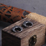 Viking V Stainless Steel Huggie Hoop Earrings for Men with Wooden Box