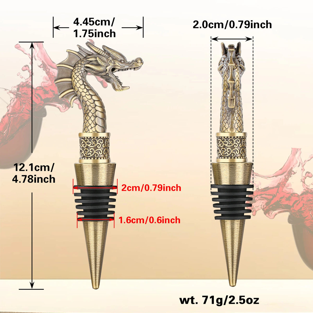 2-in-1 Dragon Head Wine Stopper and Bottle Opener Home Bar Bottle Saver Gift Idea