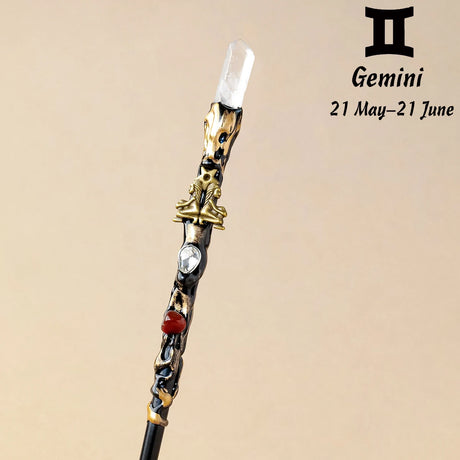 1PC Zodiac Natural Clear Quartz Crystal Point Magic Wand Witch Sceptre