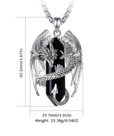 Dragon Treasure Hexagonal Obsidian Crystal Pendant Necklace