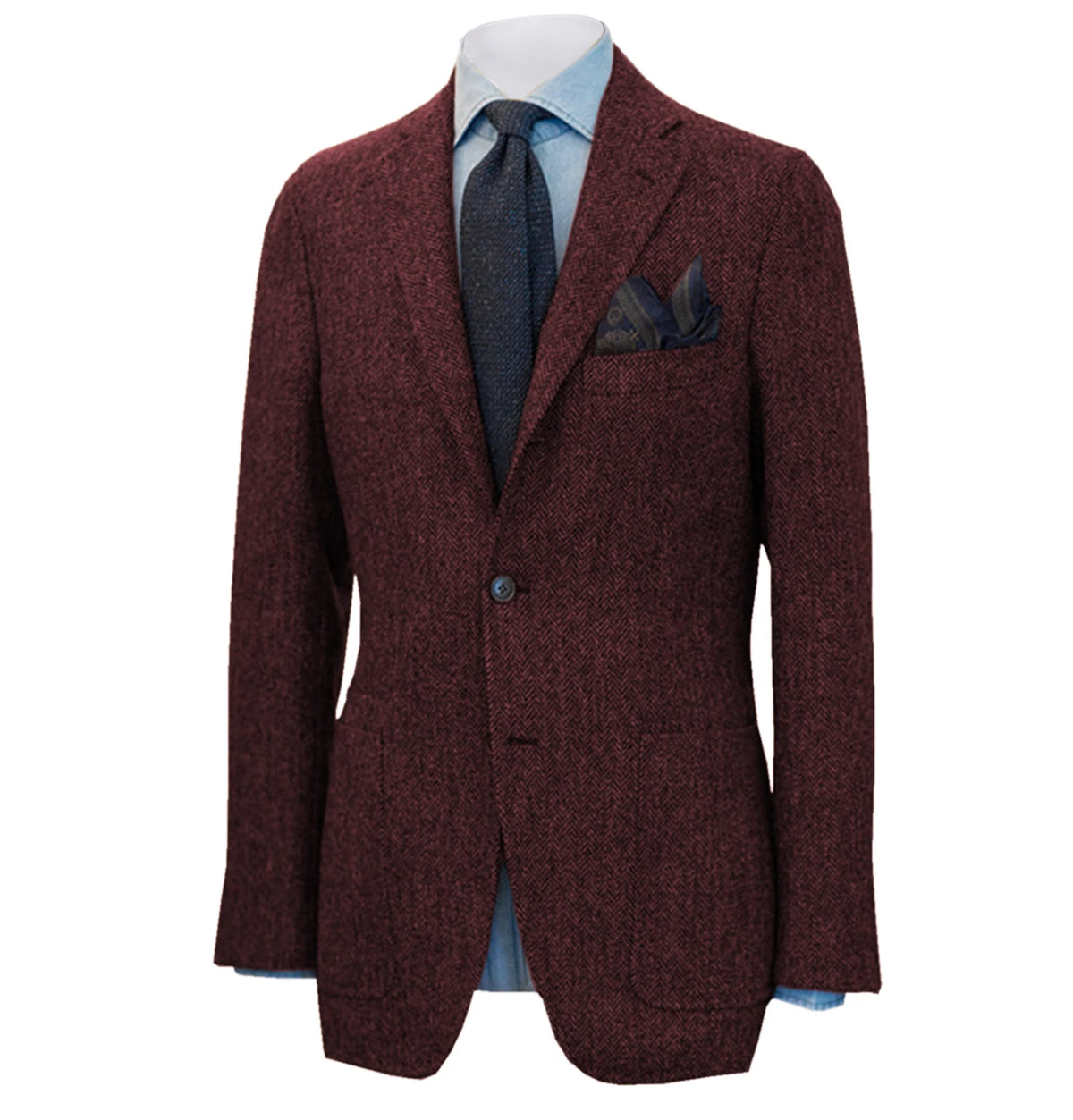 Mens British Herringbone Tweed Wool Suit Jacket