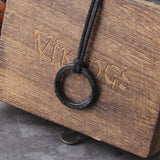 Viking Runes Stainless Steel Pendant Necklace with Wooden Box