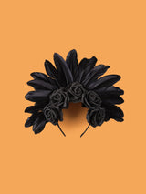 Carnival Showgirl Feather Rose Halo Headpiece Hairband Costume Headdress
