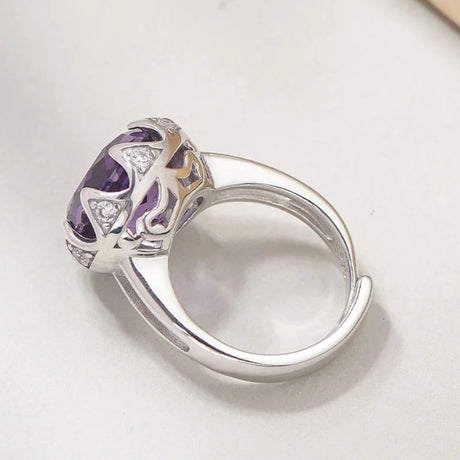 Nymphaea's Jewel S925 Sterling Silver Ring Natural Amethyst Morganite Zircon