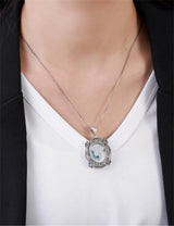 Kindred Spirit S925 Sterling Silver Pendants Blue Agate Portrait Jewelry