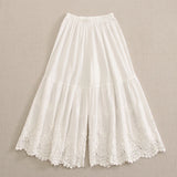Mori Girl Embroidered Cotton Wide Leg Layering Pants