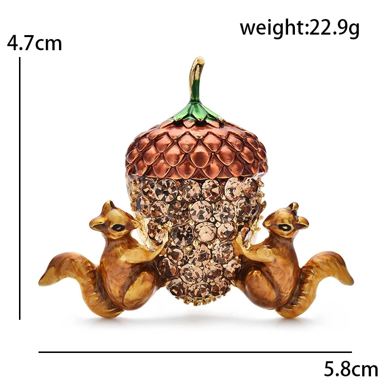 Squirrels And Acorn Brooch