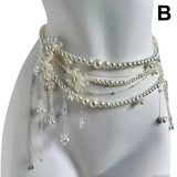 Multilayer Pearl Waist Chain Belt Body Jewellery