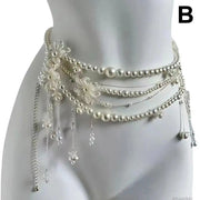 Multilayer Pearl Waist Chain Belt Body Jewellery