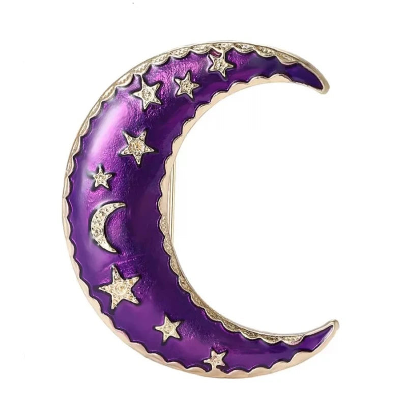 Wizard's Purple Moon Enamel Brooches 2 Colours