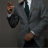 Mens British Herringbone Tweed Wool Suit Jacket