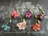 Irises Oil Painting Stylised 45cm Artificial Flower EVA Velvet Feel