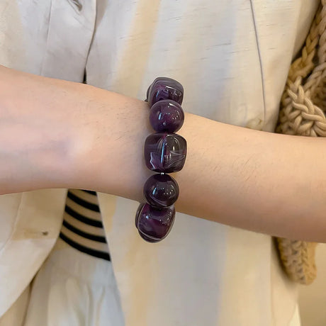 Acrylic Irregular Square Round Beaded Bracelet Vintage Reproduction