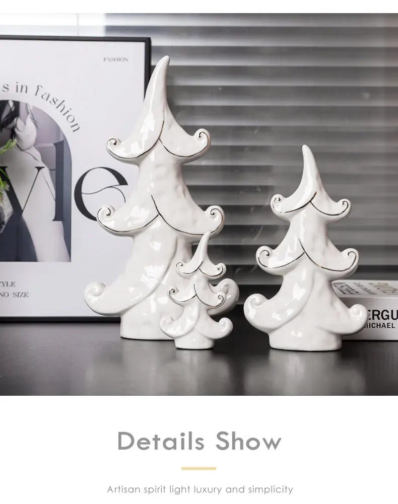 Nordic Style Ceramic Tree Figurines Christmas Decorations