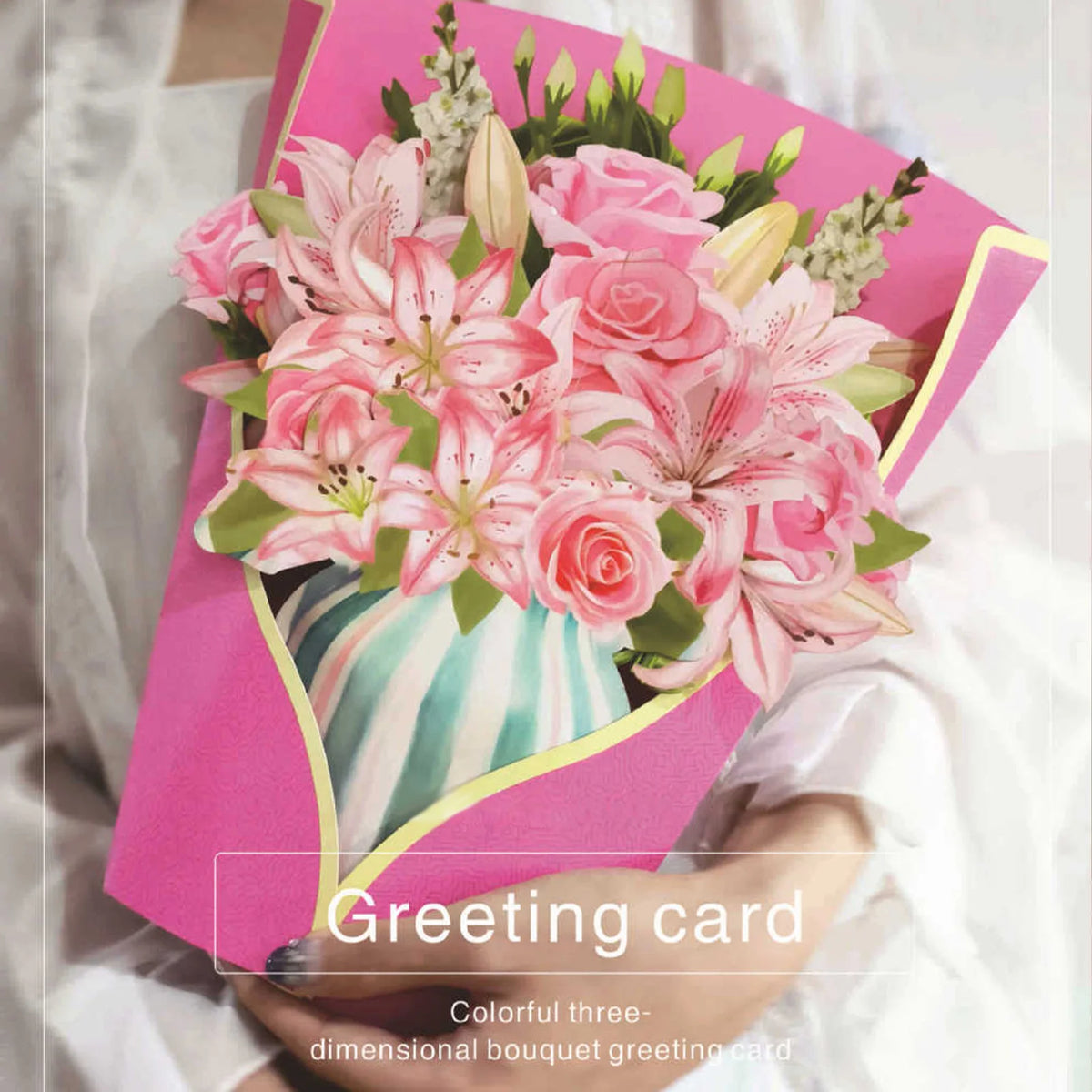 3D Flower Bouquet Greeting Card A4 Size