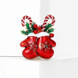 Red Enamel Christmas Mittens Brooches