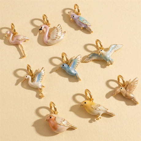 Enamel Bird Pendant Charms Necklace Bracelet DIY Jewellery Making Findings
