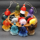 1/2pcs Cotton Tassels for Crafts Tri-Layered Tassels with Hanging Loop for Crafts Jewelry Making Bookmark Clothing  Accessories