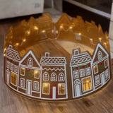 Gingerbread Houses Christmas Tree Collar with LED Lights Xmas Tree Skirt PVC Reusable Xmas Tree Base Cover