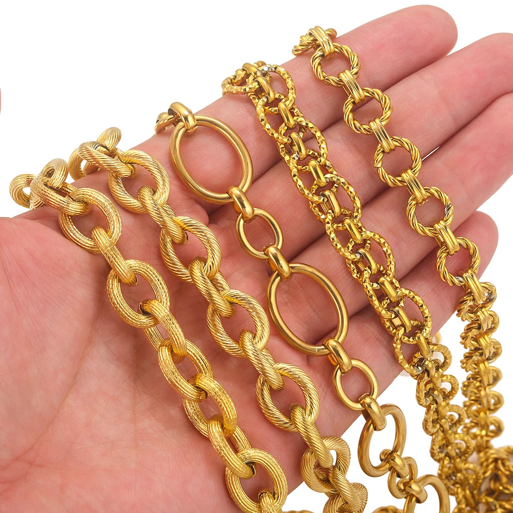 1meter PVD Gold Plated Stainless Steel Thick Large Heavy Chains Necklace Bracelet DIY Jewellery Making Finding