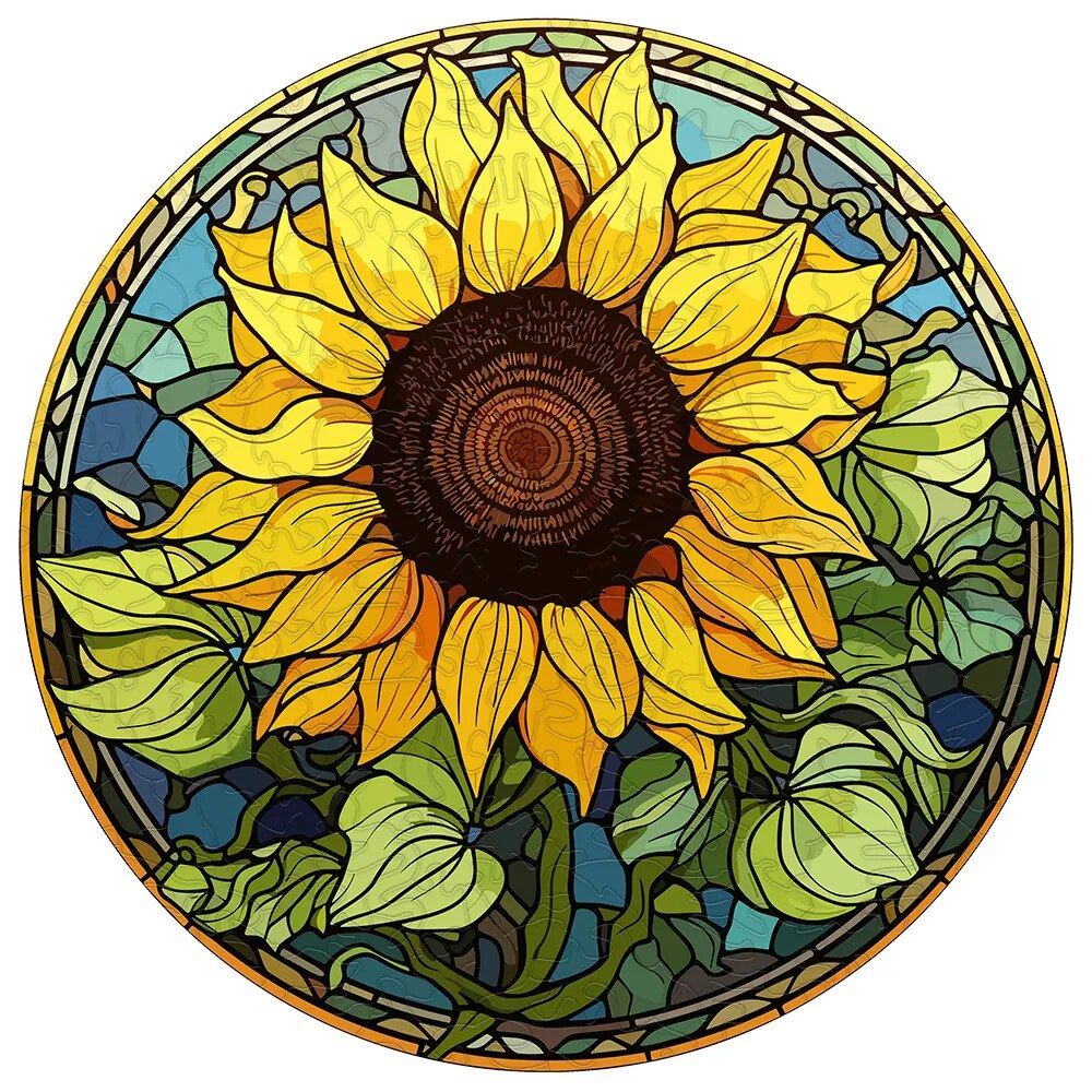 Golden Sunflower Wooden Jigsaw Puzzle