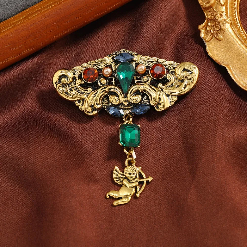 The Green Fairy Cupid Butterfly Bee Brooch