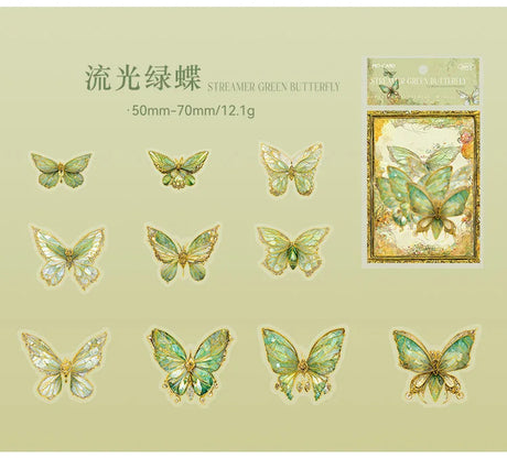 20pcs Ice Crystal Laser Butterfly PET Stickers DIY Scrapbooking Junk Journaling