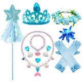 Mermaid Accessories Gloves Wand Crown Jewellery Set Wig Necklace Braid Cosplay Halloween Birthday Party