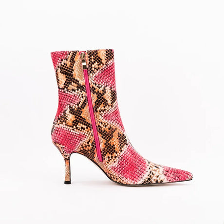 Sssseriously Ssssasssy Sssshort Boots Black Red Snake Ankle Boots