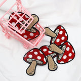 A Pair of Red Mushroom Iron-On Patches DIY Crafts