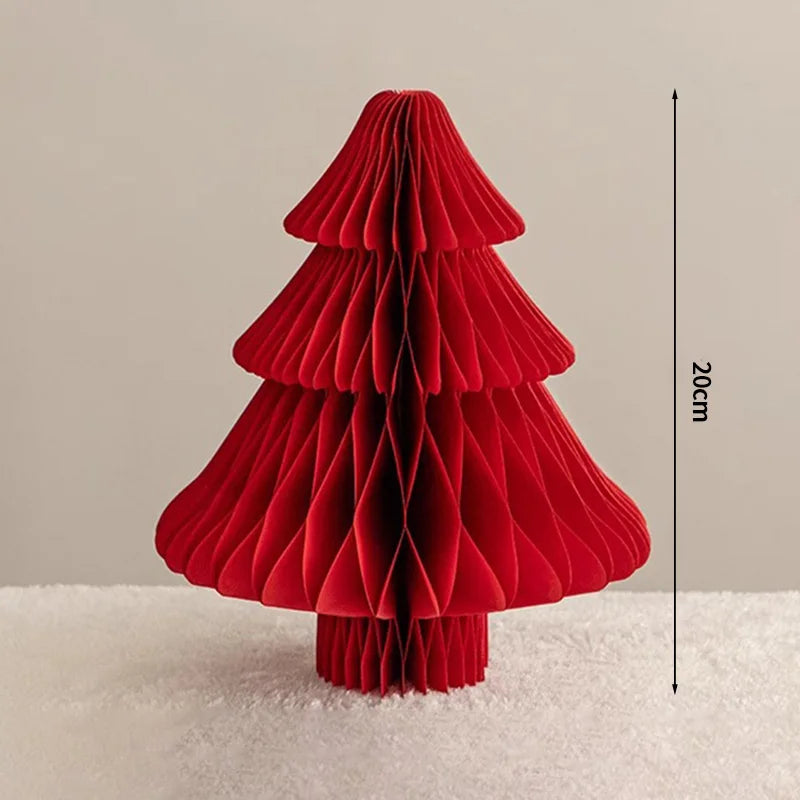 Christmas Paper Honeycomb Decorations Ball Folding Christmas Tree Table 3D Ornaments