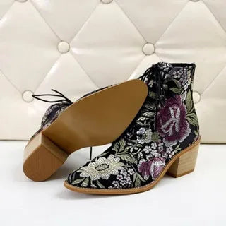 Marie Antoinette Handmade Embroidered Ankle Boots