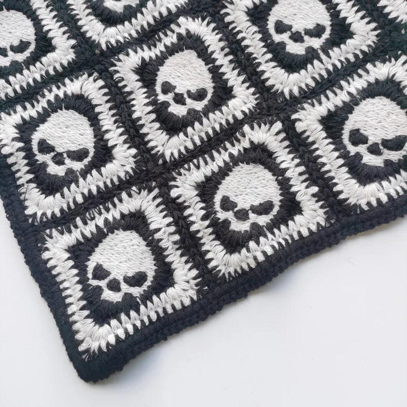Skulls Bats Spiderwebs Halloween Crochet Headscarves Knitted Cotton Triangle Scarf