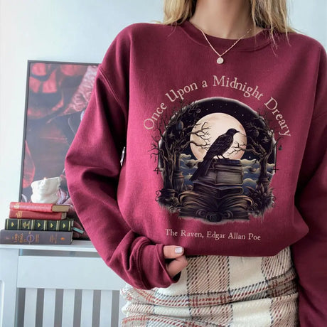 Edgar Allan Poe Sweatshirt Once Upon A Midnight Dreary Literary Poet Sweater Jumper
