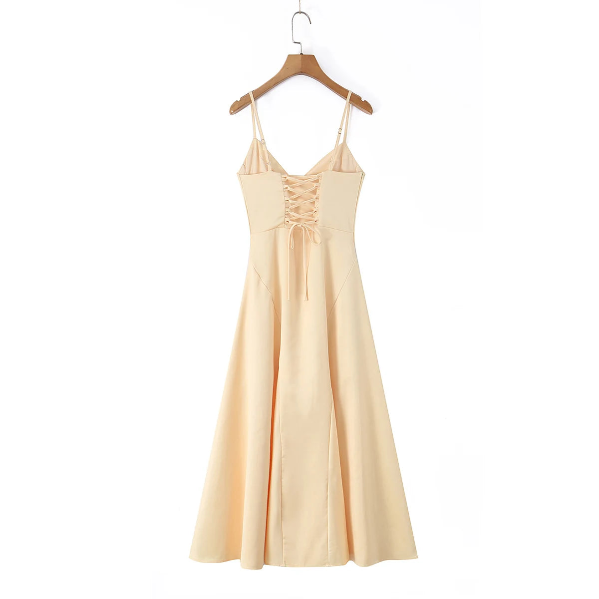 Laced Back Satin Sling Slip Dress Layering Piece