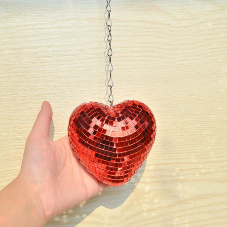Love Heart Disco Ball Hanging Decoration with Chain