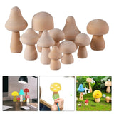 Ten Unfinished Wooden Mushrooms DIY Craft Paint