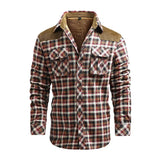 Woodsman Cotton Plaid Jacket Warm Winter Corduroy Patchwork Shirts Fleece Lined