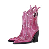 Flamin' Awesome Rhinestone Ankle Boots