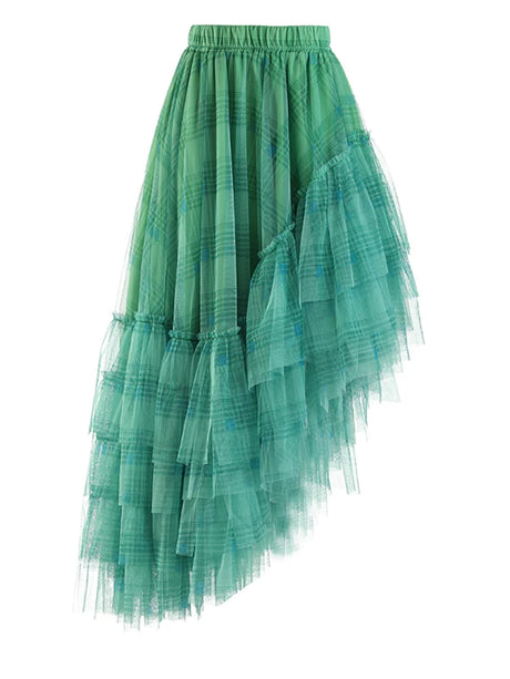 Curious Plaid Ruffle Skirt