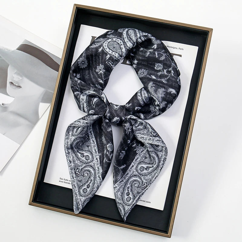Paisley Print Scarf Square Bandana Neckerchief Hair Ribbon Headband Hair Accessories