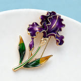 November Birthday Flower Brooch Enamel Iris