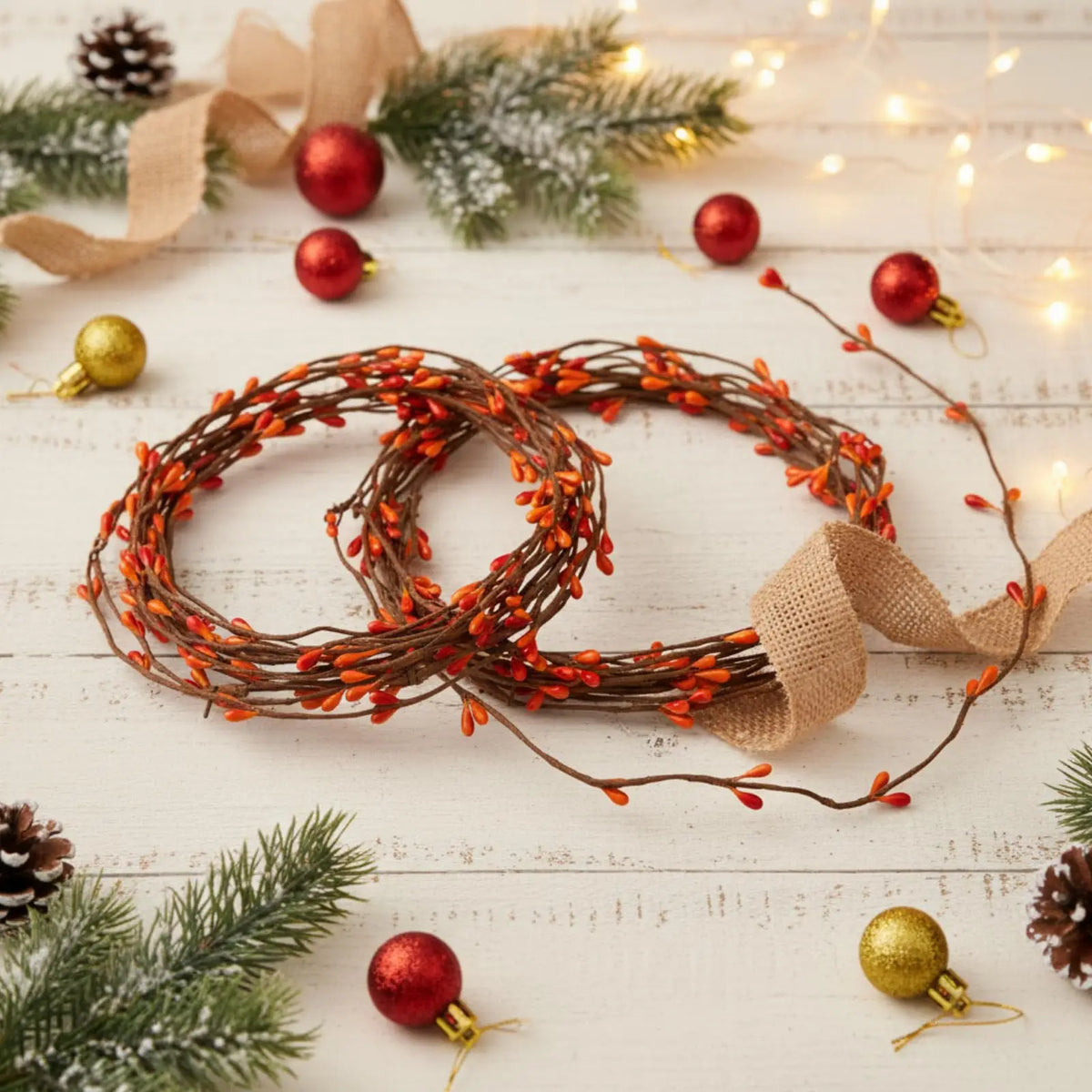 30PCS Artificial Red Pip Berry Picks 65cm Stems DIY Wreath Garland Christmas Decorations