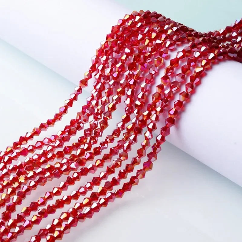 3/4/6mm Rainbow Austria Bicone Crystal Beads AB Colour Faceted Glass Beads for DIY Jewellery Making